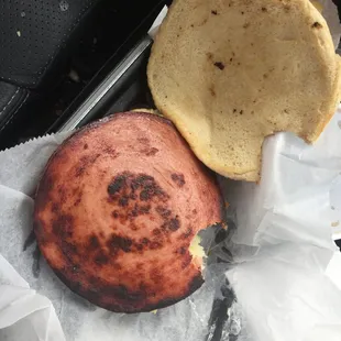 Fried Bologna Sandwich - a bit too much time on the gill!