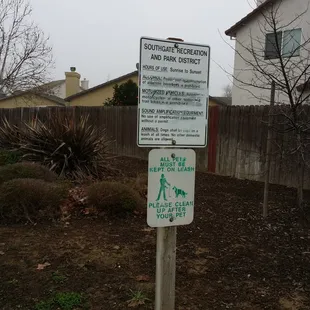 Rules of the walkway and park areas