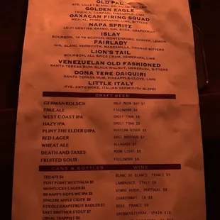 (Nov 2021) Drink menu