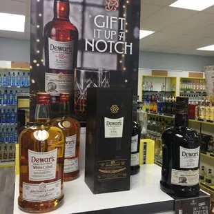 a display of bottles