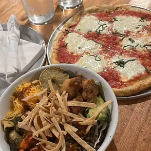 Margarita Pizza and Q&amp;L Grain Bowl