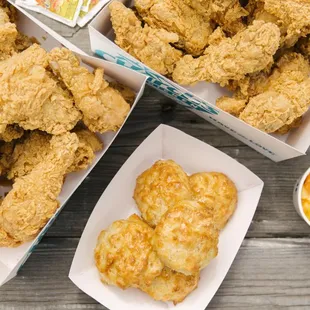 a variety of fried food