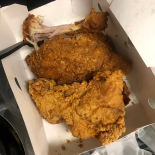 My three-piece spicy chicken was a two piece spicy with one regular you can see the color difference