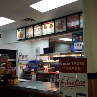 the inside of a fast food restaurant