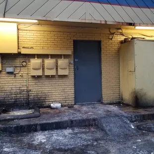 Back of restaurant. Grease and flour everywhere.
