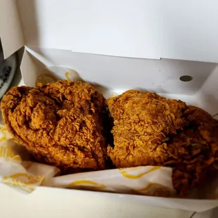 2 Gigantic chicken breasts.