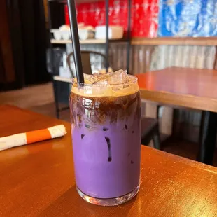 ube latte with coconut milk