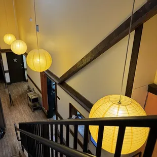 Stairs to seating above