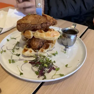 Croffle With Gochujang Fried Chicken