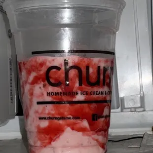 Strawberry milkshake, regular size.