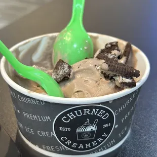 a green spoon sticking out of it