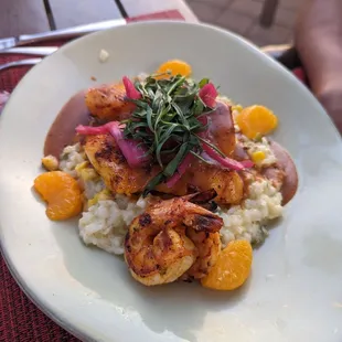 Sea bass on bed of risotto