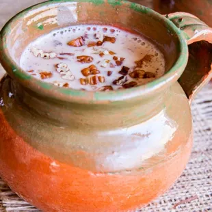 Delicious ATOLE DE NUEZ, MADE WITH REAL NUEZ/PEACAN.