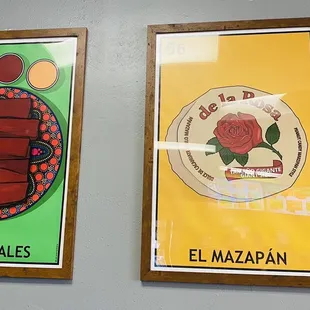 mexican food posters on a wall