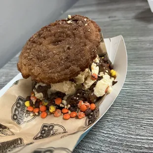 Churro ice cream sandwich.