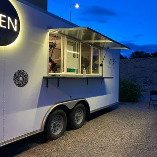 a food truck parked in a parking lot