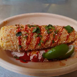corn on the cob with chili and lime
