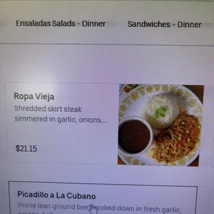 On Uber eats website $21.15