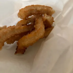 a close up of a churro