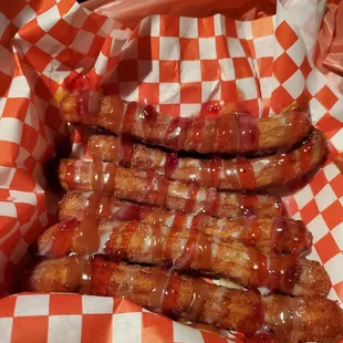 a basket of churros