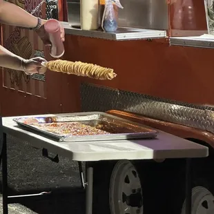 a man preparing food