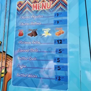 Food truck menu