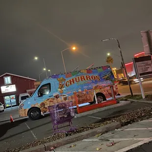 Churros van in the parking lot