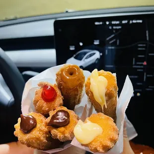 Carmel, strawberry, vanilla and chocolate