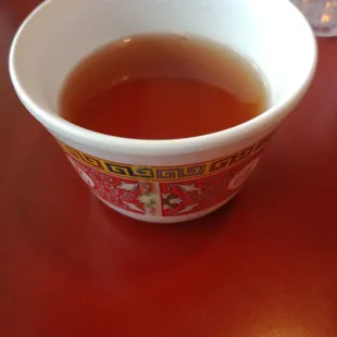 a cup of tea on a table