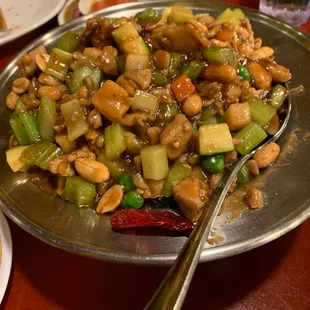 a plate of stir fried food