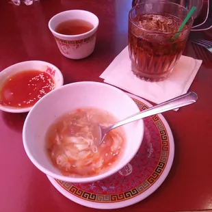 Some egg flower soup and pendleton and coke.  Fav chinese place close by!