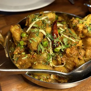 a pan of food on a table