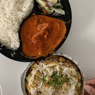 Samosa Chaat and Chicken Tikka Masala