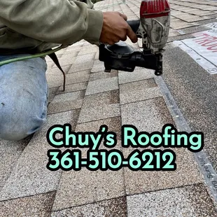 Installing shingles on a new roof residential