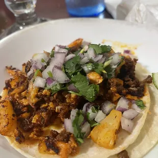 Chorizo and pineapple street taco.