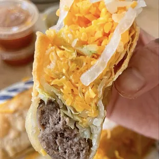 Tacos Dorados de Carne Deshebrada (Shredded Beef Tacos) - cut in half