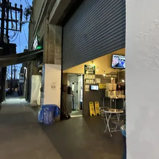 The outside garage lift gate.