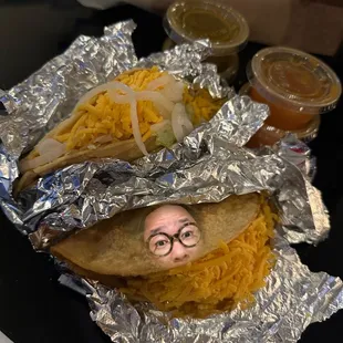 a man's face in foil