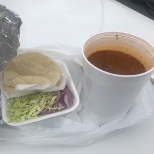 Cahuamanta (manta ray soup/stew) and the side item to make tacos