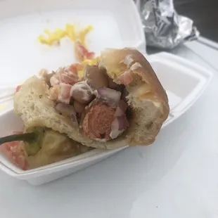 Cross section of the hot dog traditional