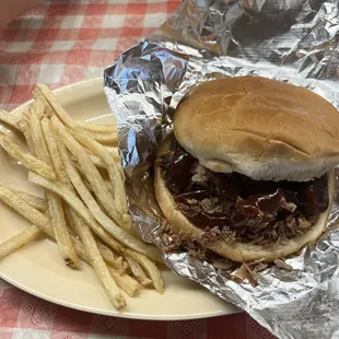 Chopped BBQ brisket sandwich