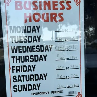 8/25/24 Closed Wednesdays, otherwise, open 9am to 7 pm