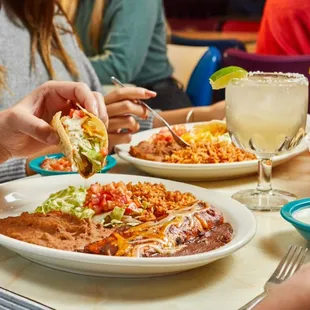When you can&apos;t decide between tacos or enchiladas - get both with Chuy&apos;s Taco &amp; Enchilada Combo.