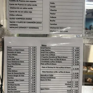 menu