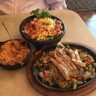 Chicken fajitas for one! Nice size portion