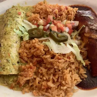 Chicken and beef enchilada