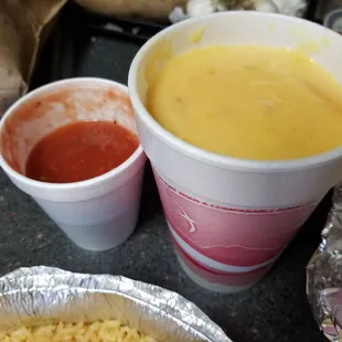 A large queso and portion of salsa