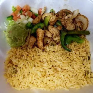 Chicken fajitas with double rice