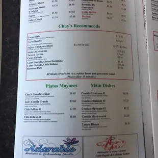 menu