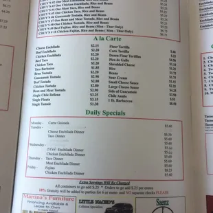 menu